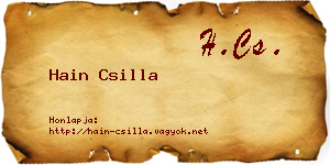 Hain Csilla névjegykártya